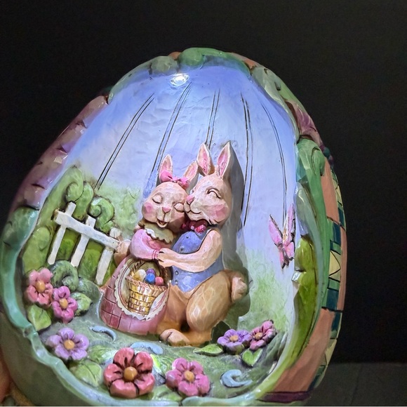 Easter Egg with Bunnies Spring Love Figurine light Up Jim Shore - Picture 16 of 16
